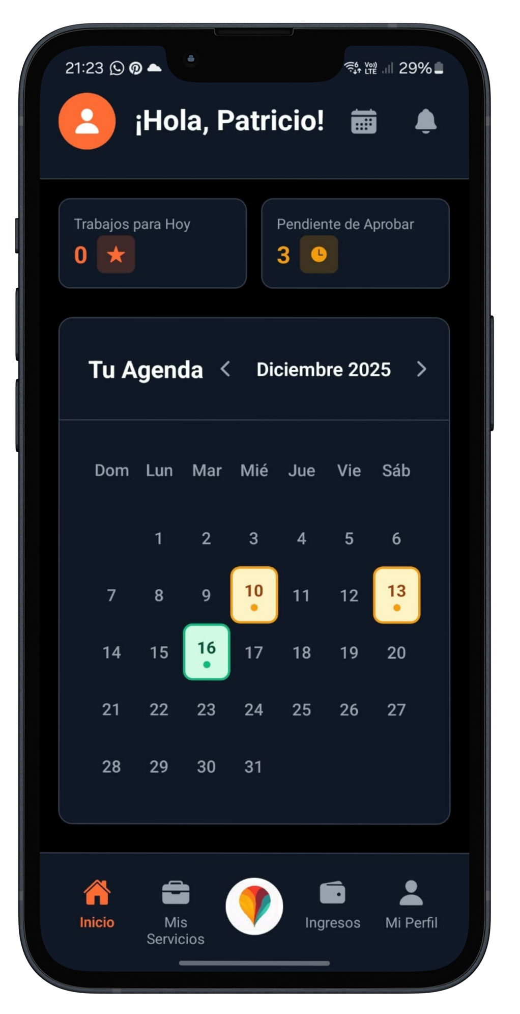 WorkMatchfy app - Gestión de agenda para profesionales: organizar citas y servicios programados